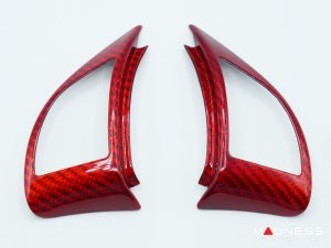 FIAT 500 Steering Wheel Trim Set - 2 pieces - Carbon Fiber - Red Pearl Finish